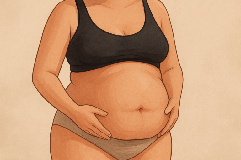 barriga estufada após a gravidez