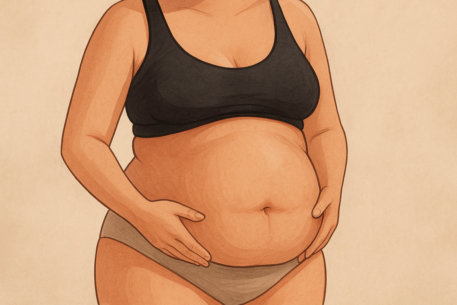 barriga estufada após a gravidez